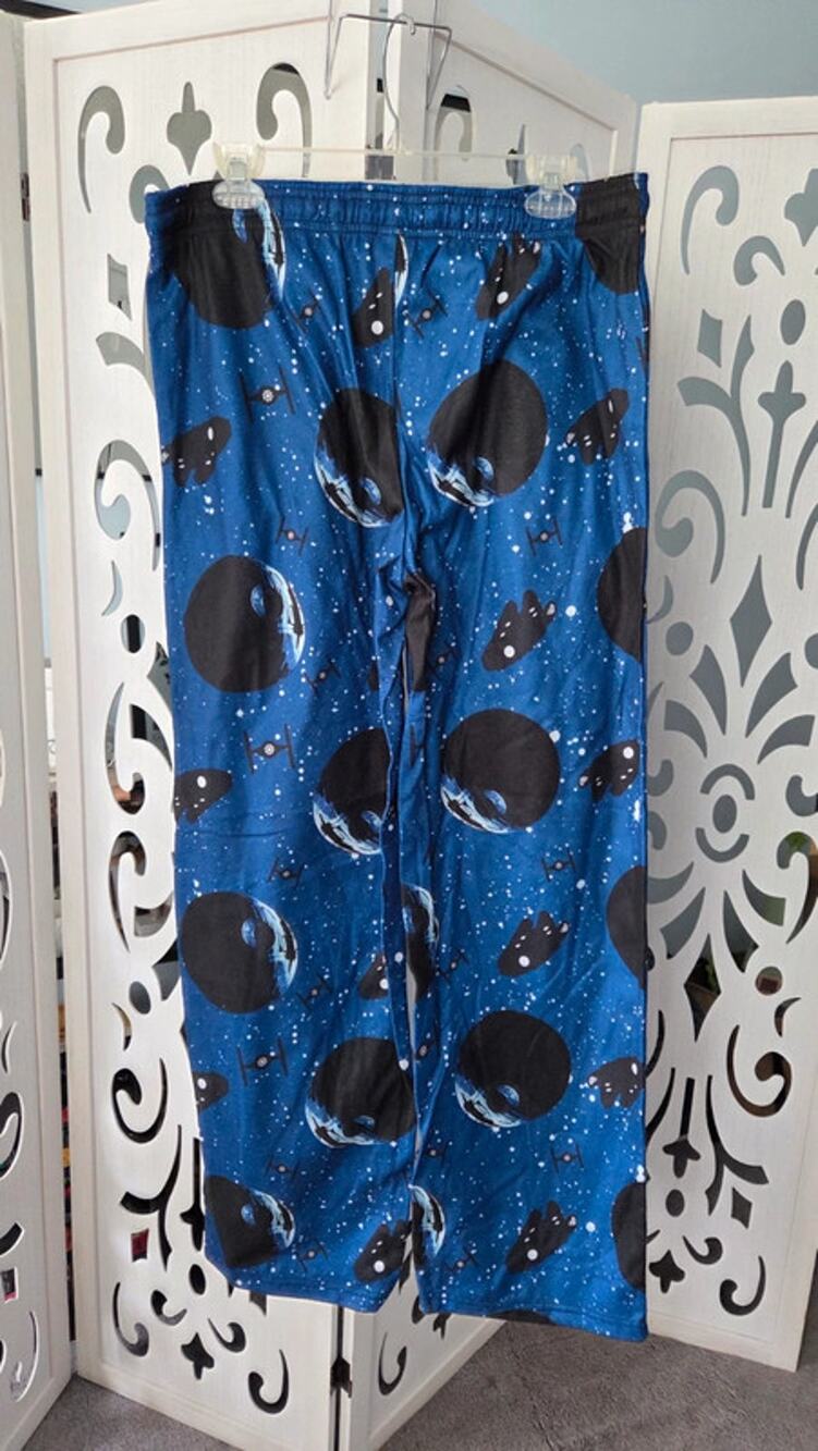 Star Wars Pajama Pants Mens Medium NWOT Blue Death Star Lounge Sleepwear